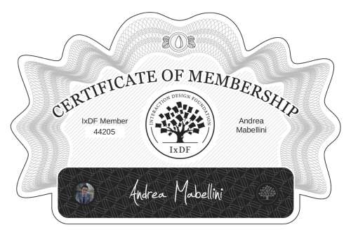 Andrea's Certificate of membership