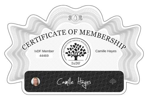Camille's Certificate of membership