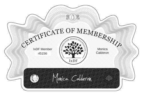 Monica's Certificate of membership