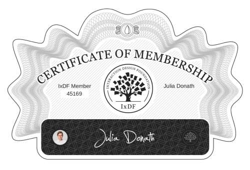Julia's Certificate of membership