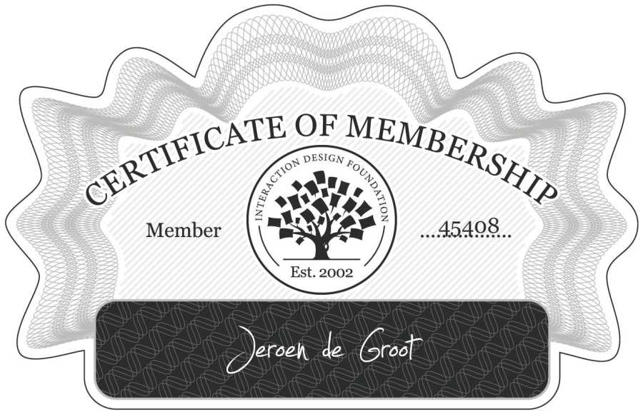 Jeroen de Groot: Certificate of Membership