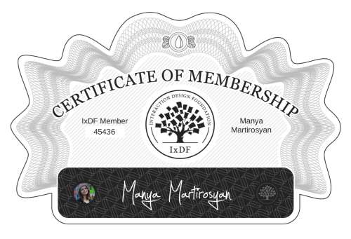Manya's Certificate of membership