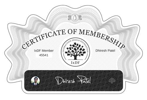 Dhiresh's Certificate of membership