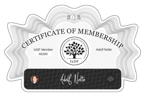 Adolf's Certificate of membership