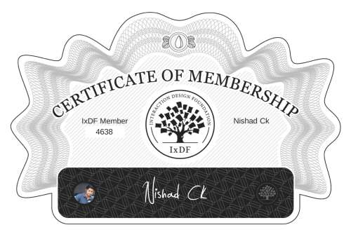 Nishad's Certificate of membership