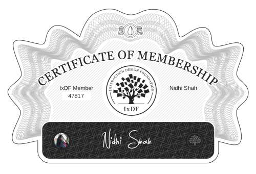 Nidhi's Certificate of membership