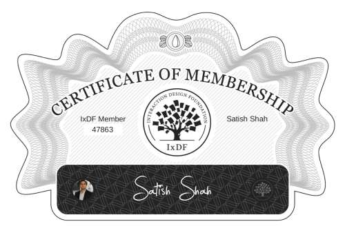 Satish's Certificate of membership