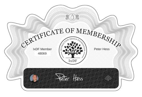 Peter's Certificate of membership