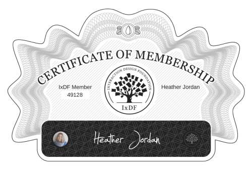 Heather's Certificate of membership