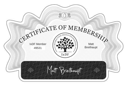Matt's Certificate of membership