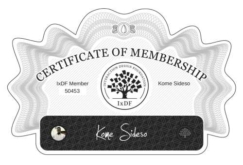 Kome's Certificate of membership