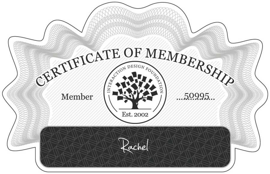 Rachel: Certificate of Membership