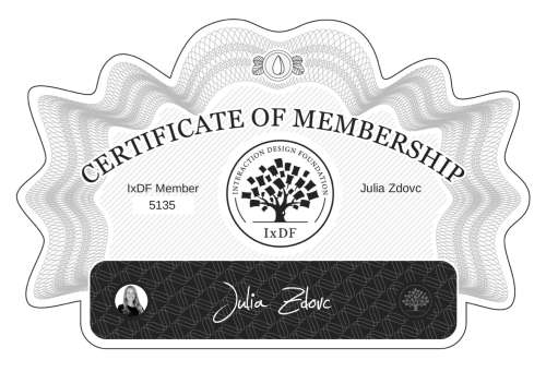 Julia's Certificate of membership