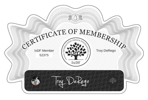 Troy's Certificate of membership