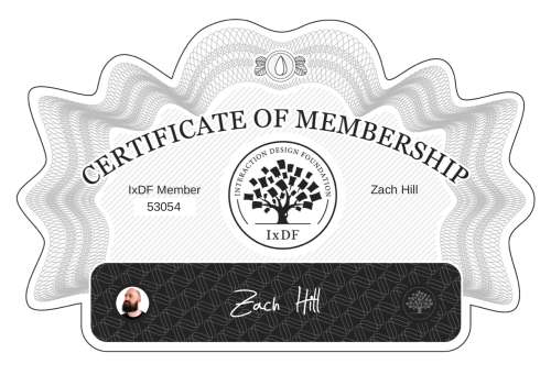 Zach's Certificate of membership