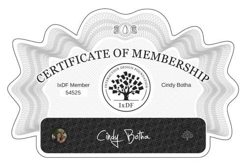 Cindy's Certificate of membership