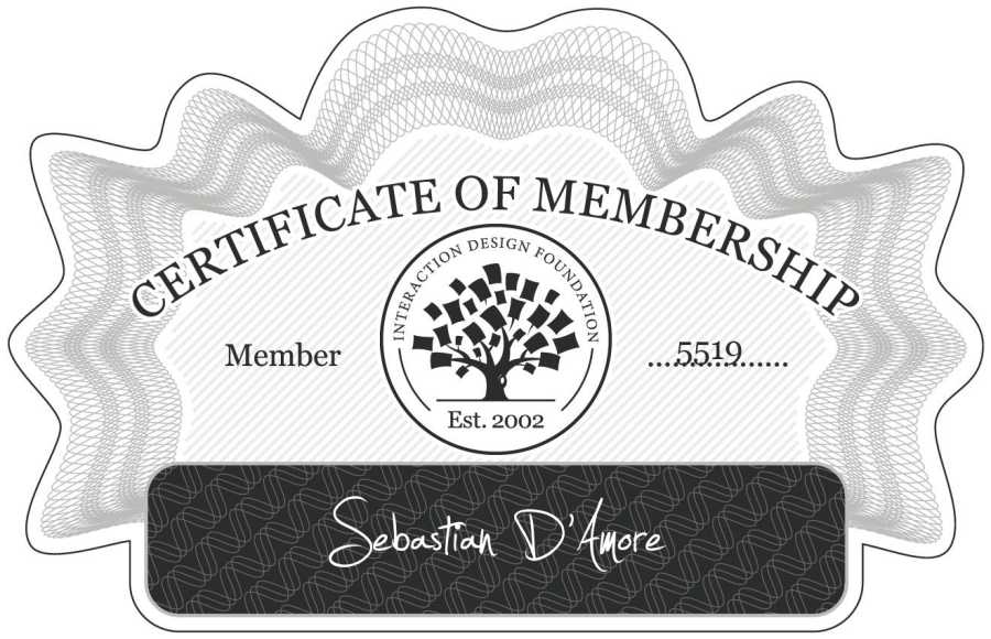 Sebastian D'Amore: Certificate of Membership
