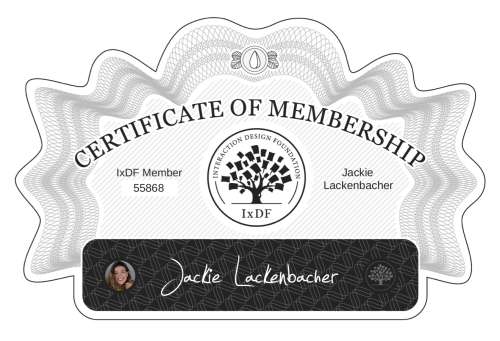 Jackie's Certificate of membership