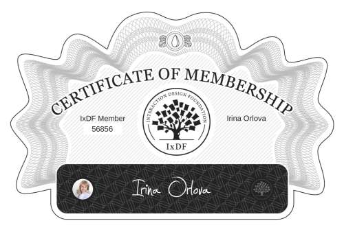 Irina's Certificate of membership