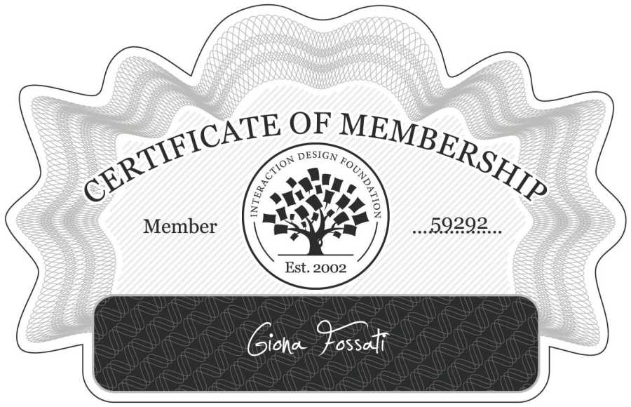 Giona Fossati: Certificate of Membership