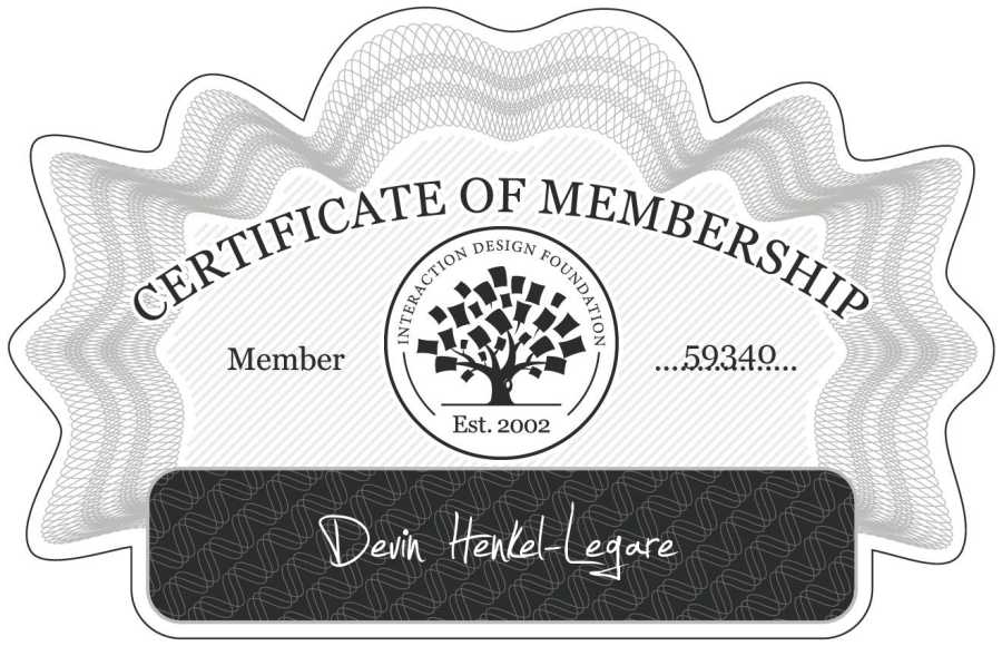 Devin Henkel-Legare: Certificate of Membership