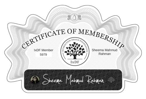 Sheema's Certificate of membership