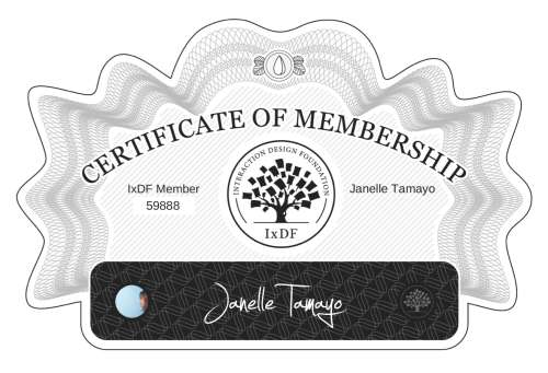 Janelle's Certificate of membership