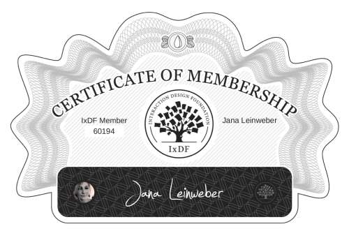 Jana's Certificate of membership