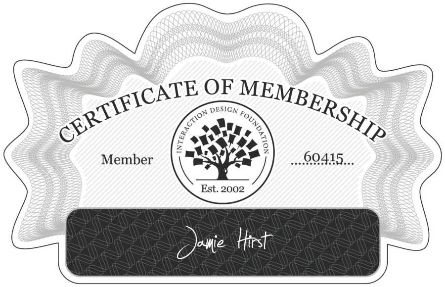 Jamie Hirst: Certificate of Membership