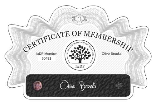 Olive's Certificate of membership