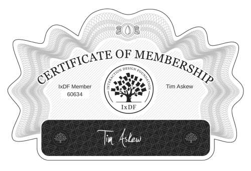 Tim's Certificate of membership