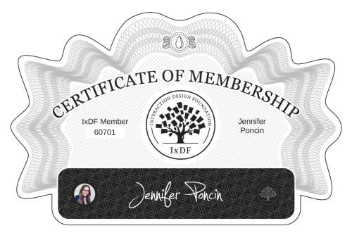 Jennifer's Certificate of membership