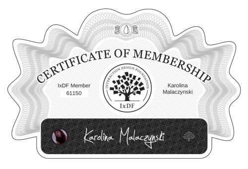 Karolina's Certificate of membership