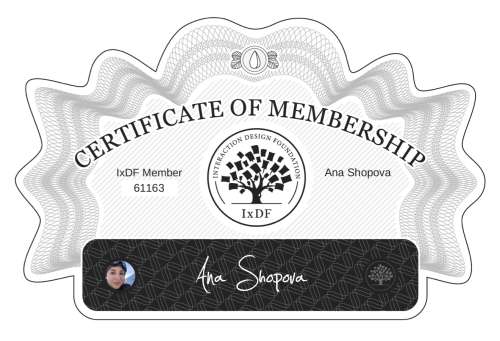Ana's Certificate of membership