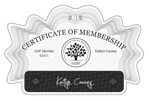 Kaitlyn's Certificate of membership