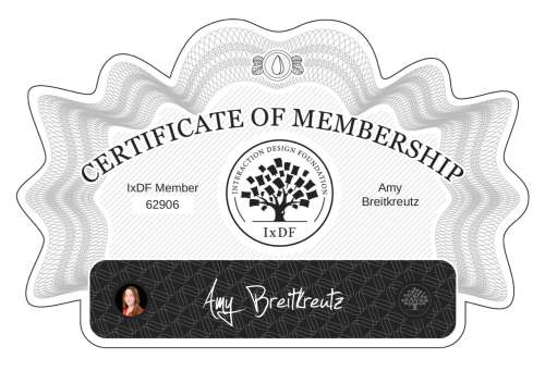 Amy's Certificate of membership