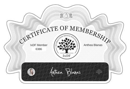 Anthea’s Certificate of membership