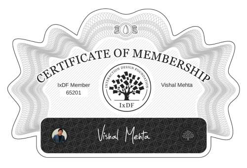 Vishal's Certificate of membership
