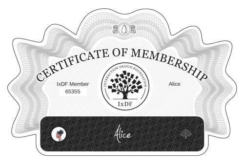 Alice's Certificate of membership