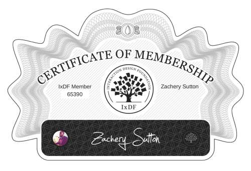 Zachery's Certificate of membership