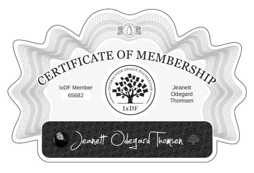 Jeanett's Certificate of membership