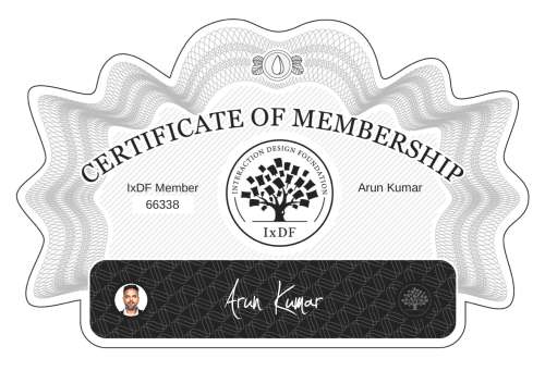 Arun's Certificate of membership