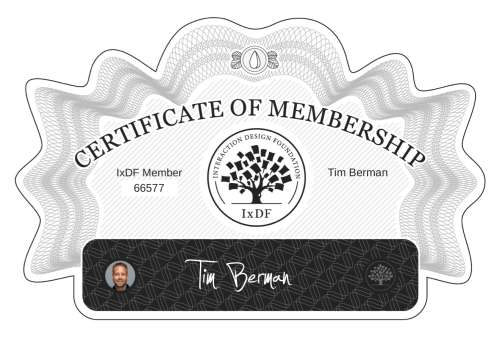 Tim's Certificate of membership