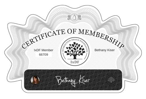 Bethany's Certificate of membership