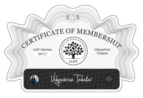 Vidyashree's Certificate of membership