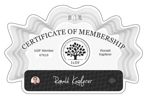 Ronald's Certificate of membership