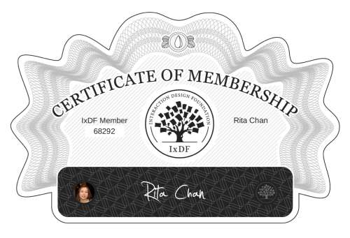Rita's Certificate of membership