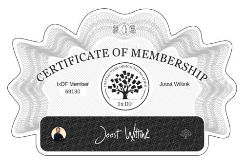 Joost's Certificate of membership