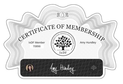 Amy's Certificate of membership