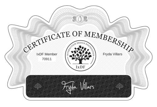 Fryda's Certificate of membership